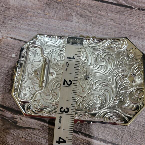 Centenario Cowboy Belt Buckle Western Hebilla Rodeo Silver Rosetone Coin - Picture 8 of 9